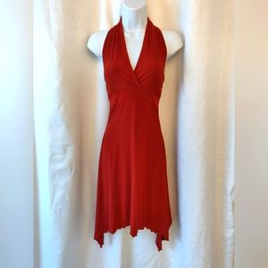 Orange Stretch Halter Cocktail Dress One Size